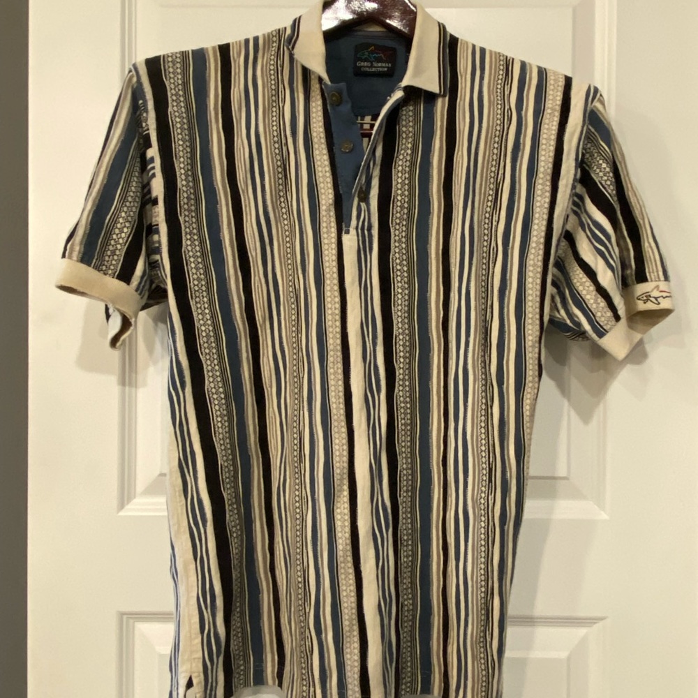 VINTAGE⚡️ RARE Greg Norman POLO Shirt -Multicolor - SMALL - UNIQUE FIT-EXCELLENT